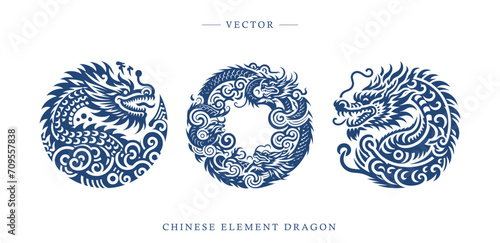 Blue and white porcelain Chinese dragon pattern