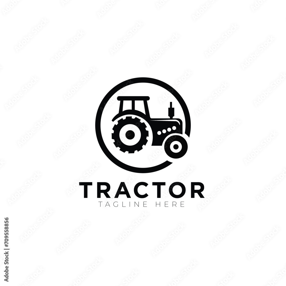 tractor illustration emblem logo vector