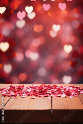 Wallpaper Mural Valentines day background with heart bokeh and wooden table. Torontodigital.ca