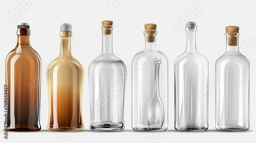 vector realistic glass bottles transparent set   