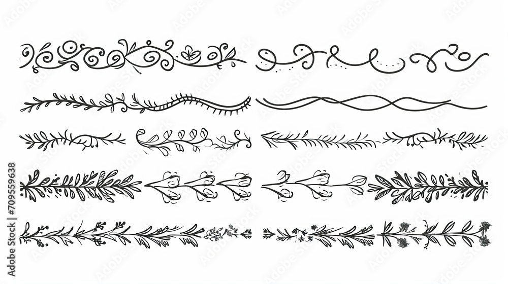 vector set of hand drawn lines and dividers   