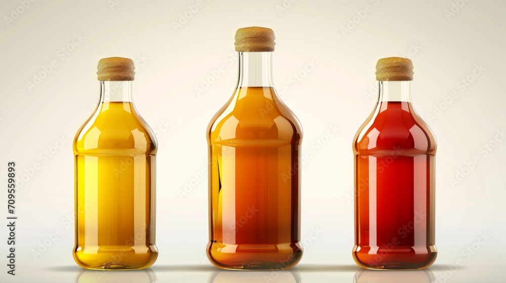 vector three bottles with different color caps illustration   