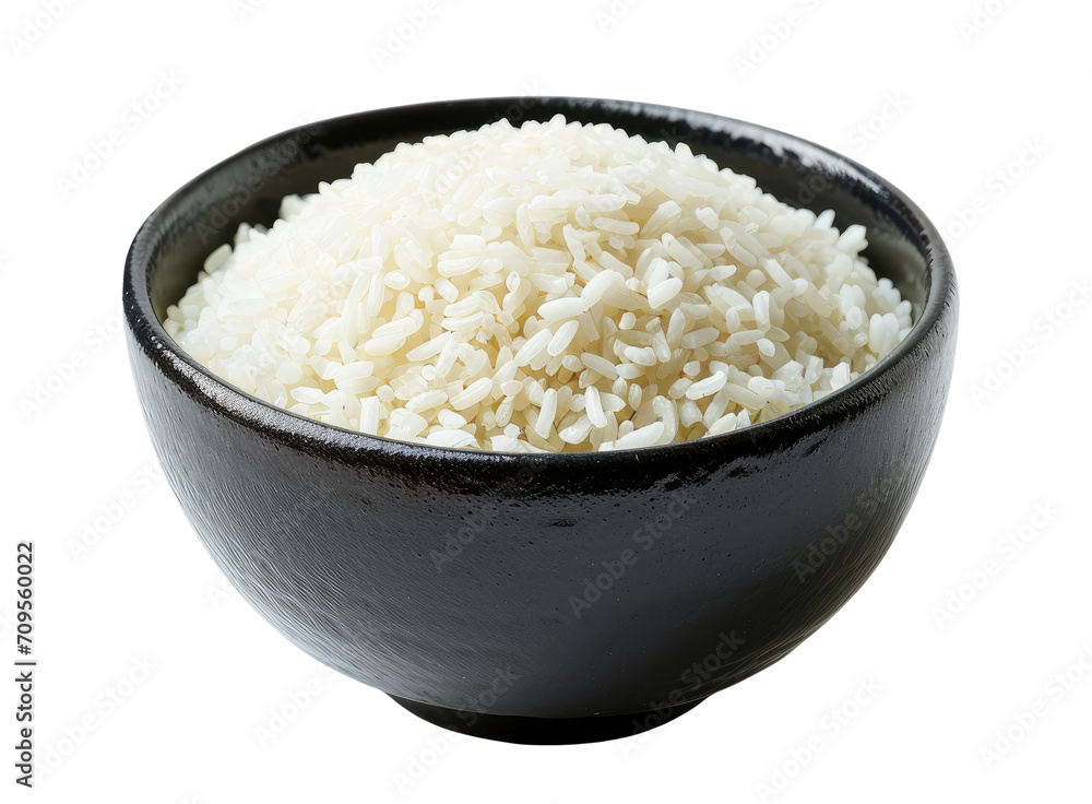 Black bowl with rice isolated on transparent background Black bowl with rice isolated on transparent background