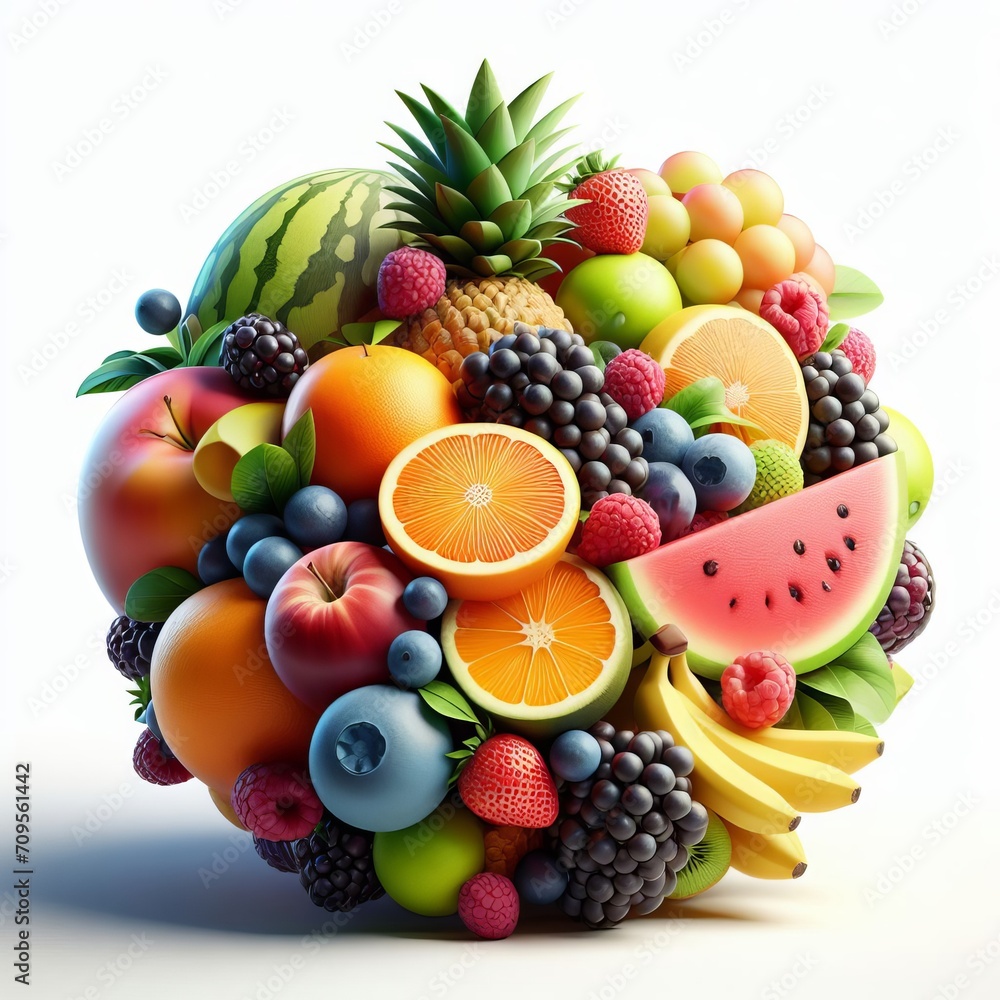 fruits and berries isolated