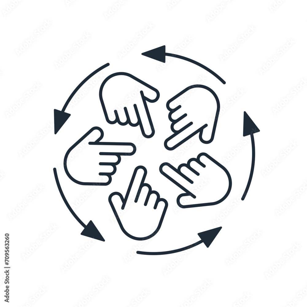 Fototapeta premium A platform for effective collaboration and interaction. Coherent, coordinated work. Vector linear icon isolated on white background.