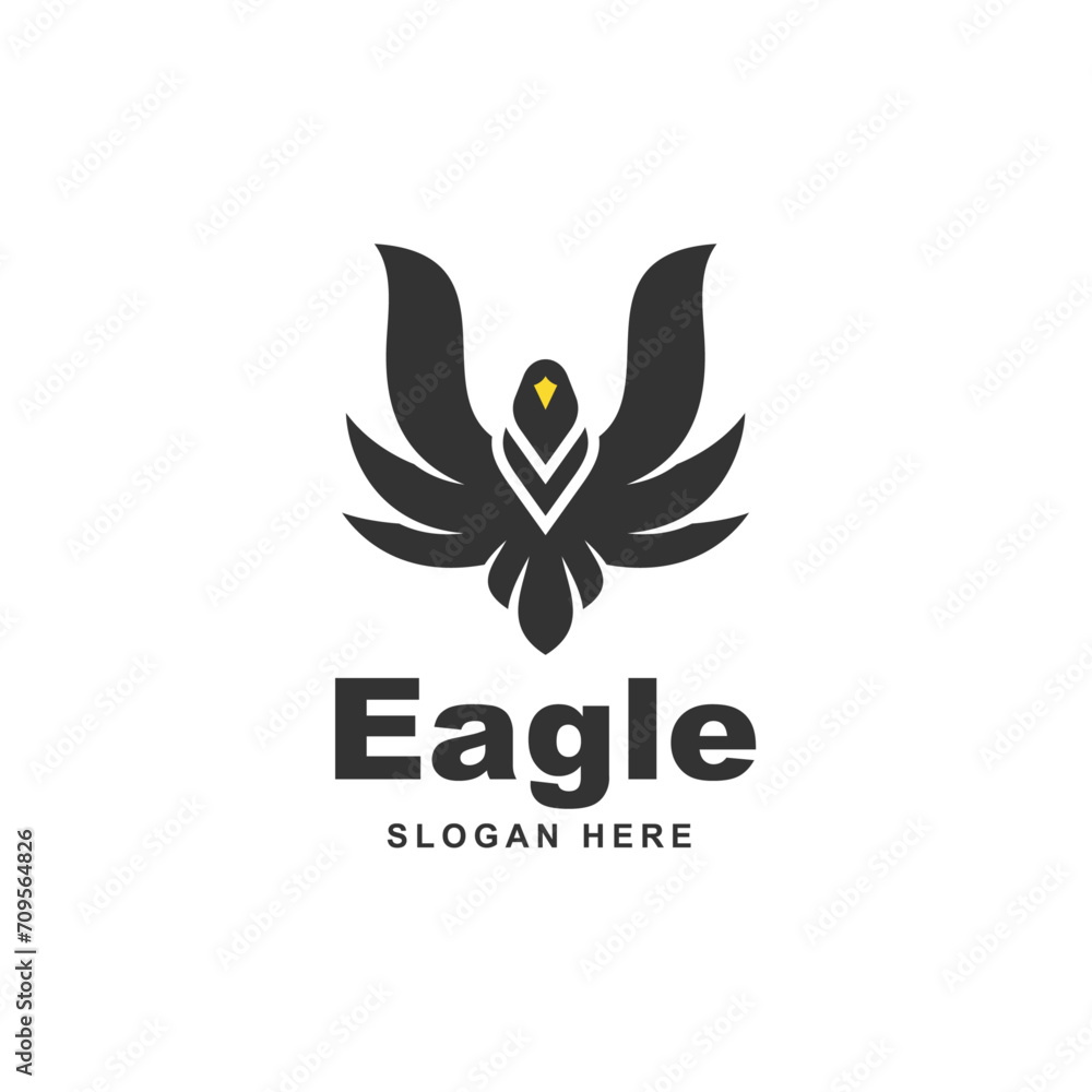 Vector Logo Illustration Eagle Silhouette Style. 