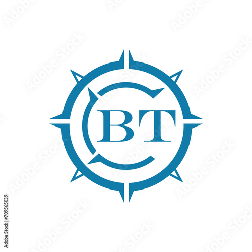 BT letter design. BT letter technology logo design on a white background. photo