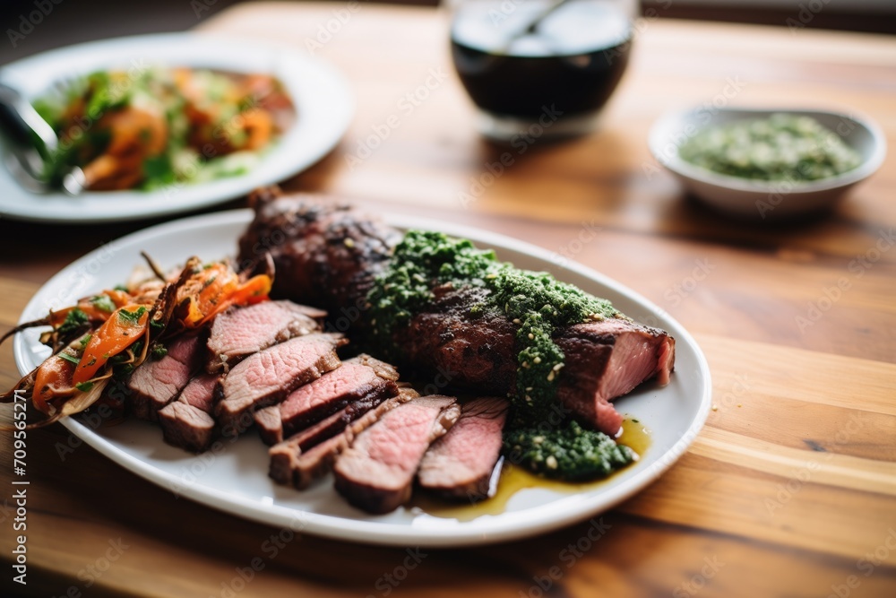 argentine asado with chimichurri and meats argentine asado with chimichurri and meats
