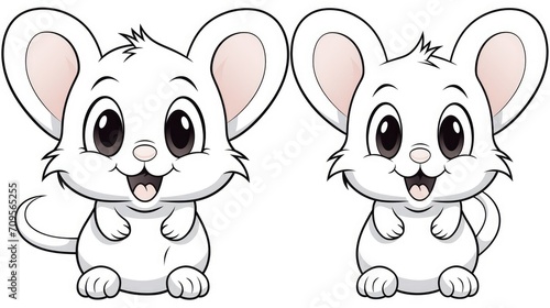 Drawing for children s coloring book cute mouse. Illustration winter line on white background