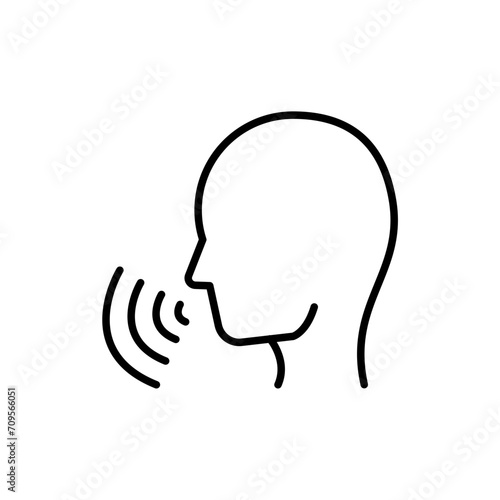 User speaking outline icons, minimalist vector illustration ,simple transparent graphic element .Isolated on white background