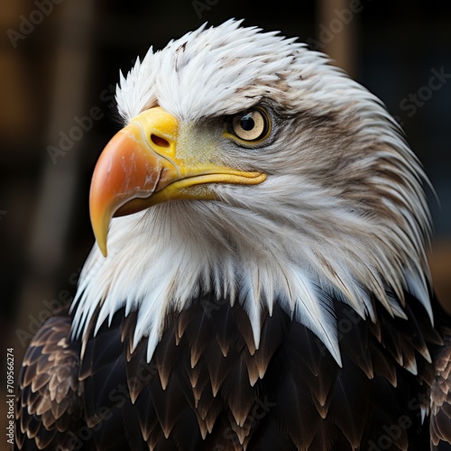 Photo of a noble and powerful bald eagle. Generative AI