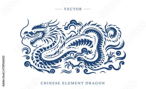 Blue and white porcelain Chinese dragon pattern