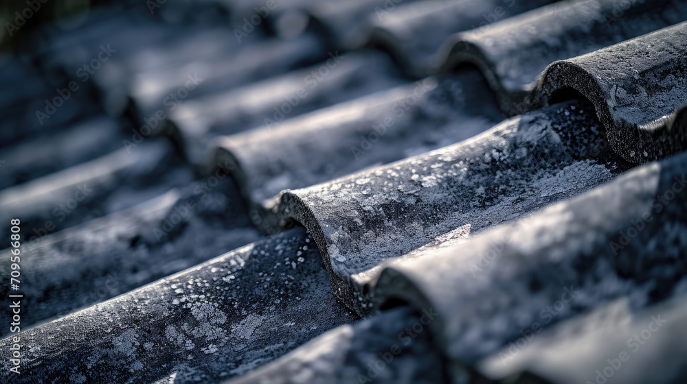 the ridges of a roof are worn off by the elements. old concrete roof