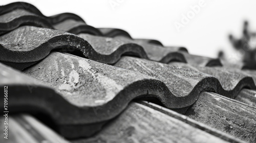 the ridges of a roof are worn off by the elements. old concrete roof, vintage roof