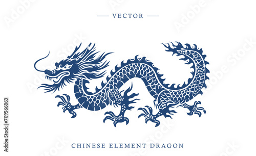Blue and white porcelain Chinese dragon pattern