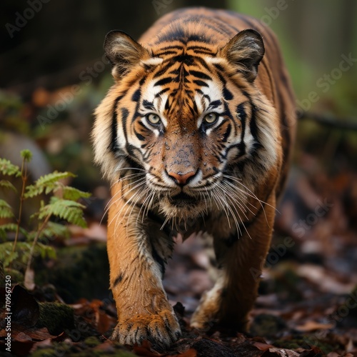 Photo of a regal tiger in its natural habitat. Generative AI