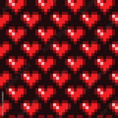 The seamless red background with hearts.