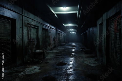 Spooky abandoned hospital interior Generative AI © LayerAce.com