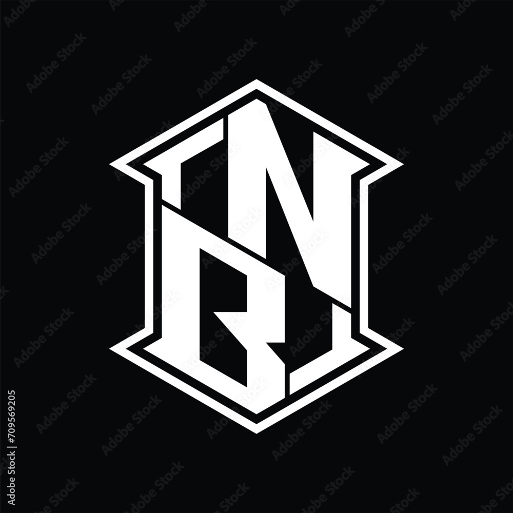 NB Logo monogram hexagon shield shape up and down with sharp corner isolated style design NB Logo monogram hexagon shield shape up and down with sharp corner isolated style design