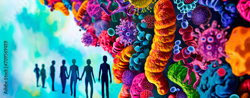 Representation of the human microbiota, the microorganisms we have in our body. photo