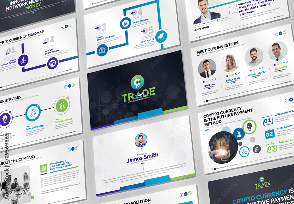 Cryptocurrency Presentation Template Layout Stock Template | Adobe Stock