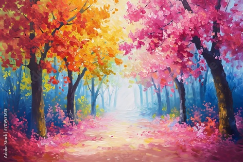 Oil painting spring background photo