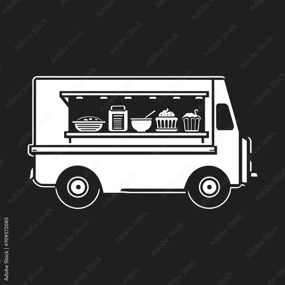 Vector hand drawn food truck