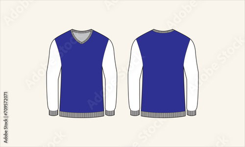 Solid Color V-Neck Men's Sweater Sketch for Tach Pack