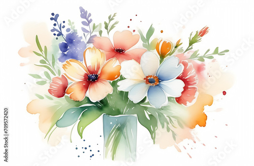 bouquet of beautiful watercolor flowers © Nina