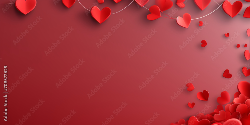 Valentine's day background with hearts, Love banner with red hearts .