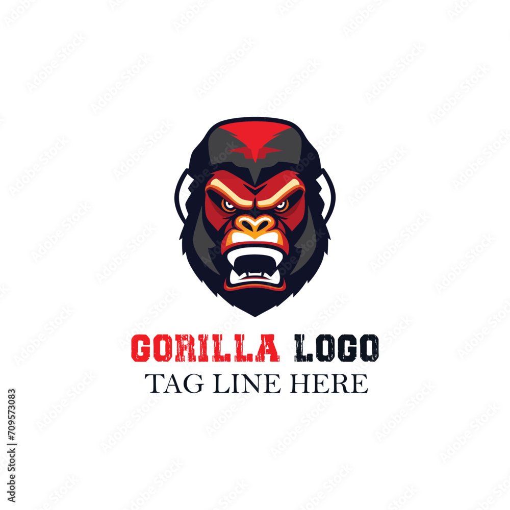 Free vector gorilla head logo esport team design gaming mascot