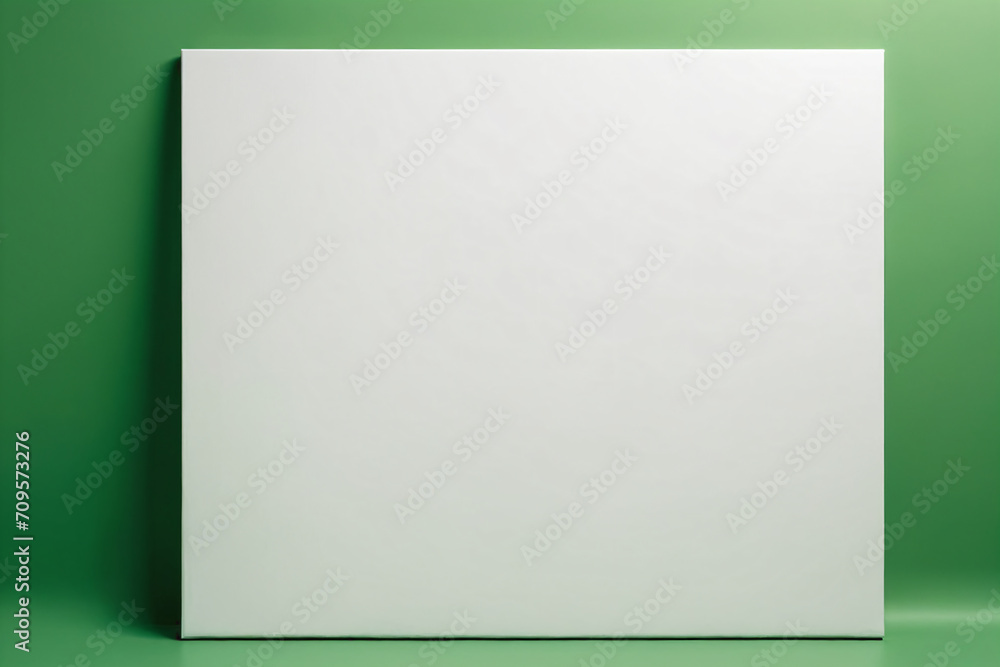 A blank white canvas against a full green background - Mockup A blank white canvas against a full green background - Mockup