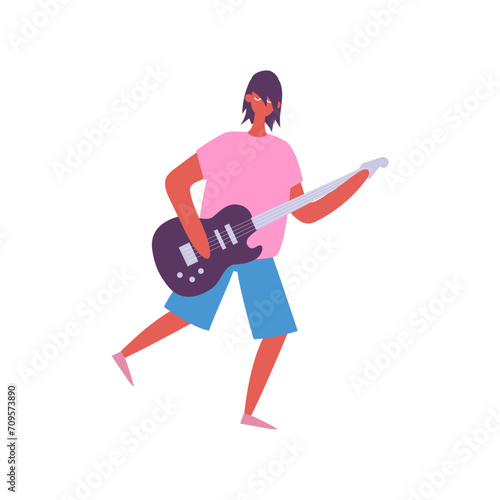 vector person pose in pink clothes studio