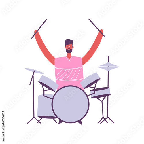 vector person pose in pink clothes studio