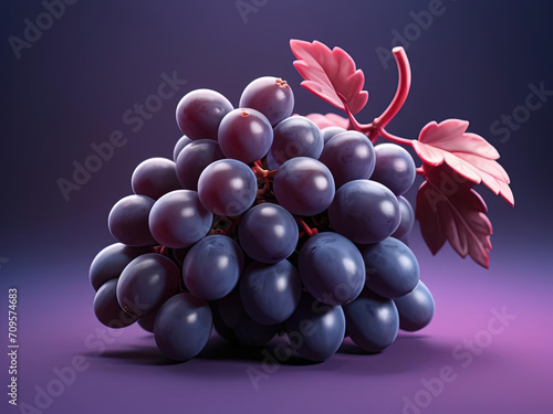 Succulent Grapes on Gradient Background - Retro Futurism Illustration Gen AI photo