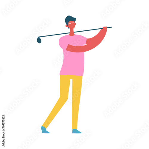 vector person pose in pink clothes studio