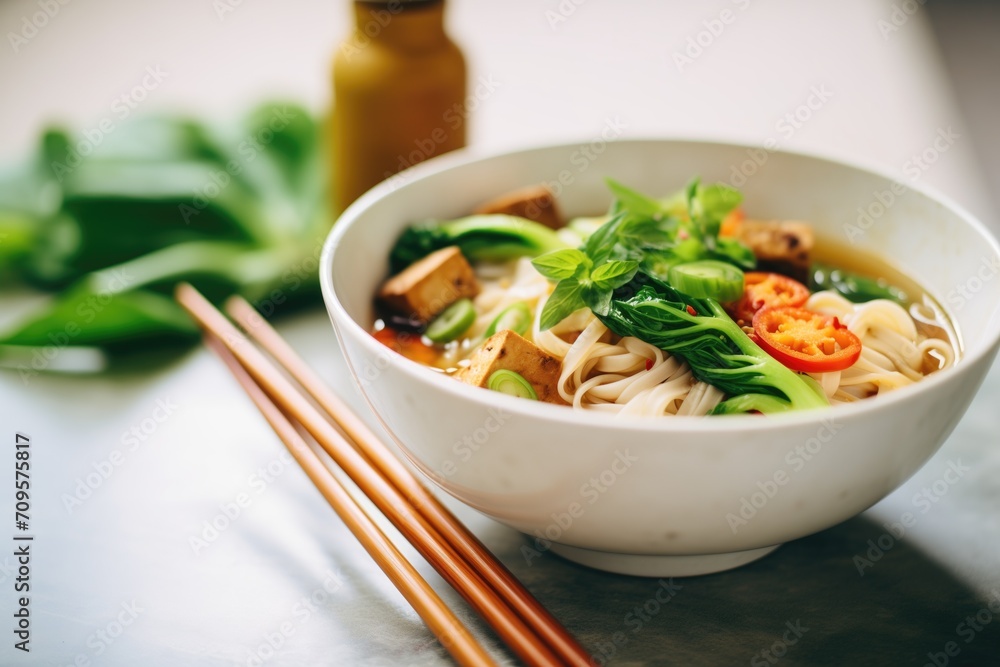 pho bowl with tofu and vegetables for vegans pho bowl with tofu and vegetables for vegans