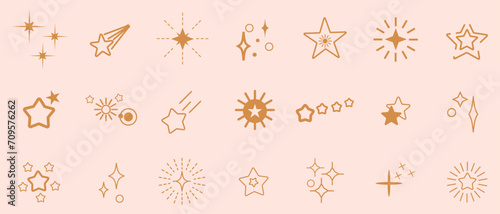 Stars line art icon. Vector four-pointed star for logo  social media stories