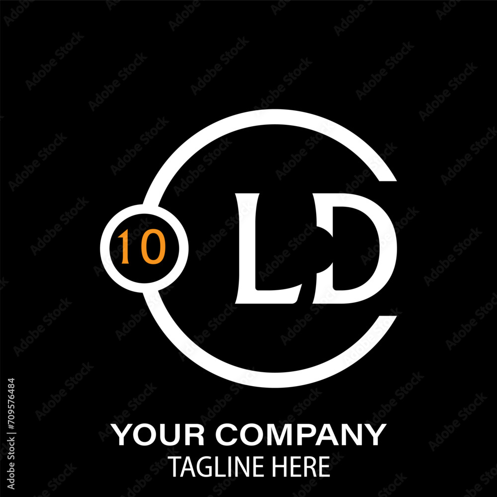 LD Letter Logo design. black background. LD Letter Logo Circular Concept. LD Letter Logo design. black background. LD Letter Logo Circular Concept.