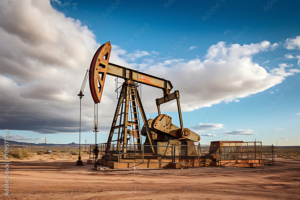 Fototapeta premium Petroleum drilling rig, offshore drilling rig during sunset