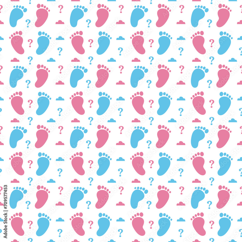 Seamless pattern gender reveals gift wrap packing illustration Boy baby or Girl baby