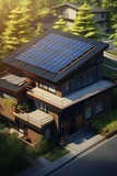 House with solar panels on the roof Generative AI