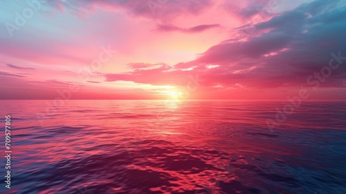 Cybernetic Ocean Sunset Glow Background created with Generative AI Technology © Sentoriak