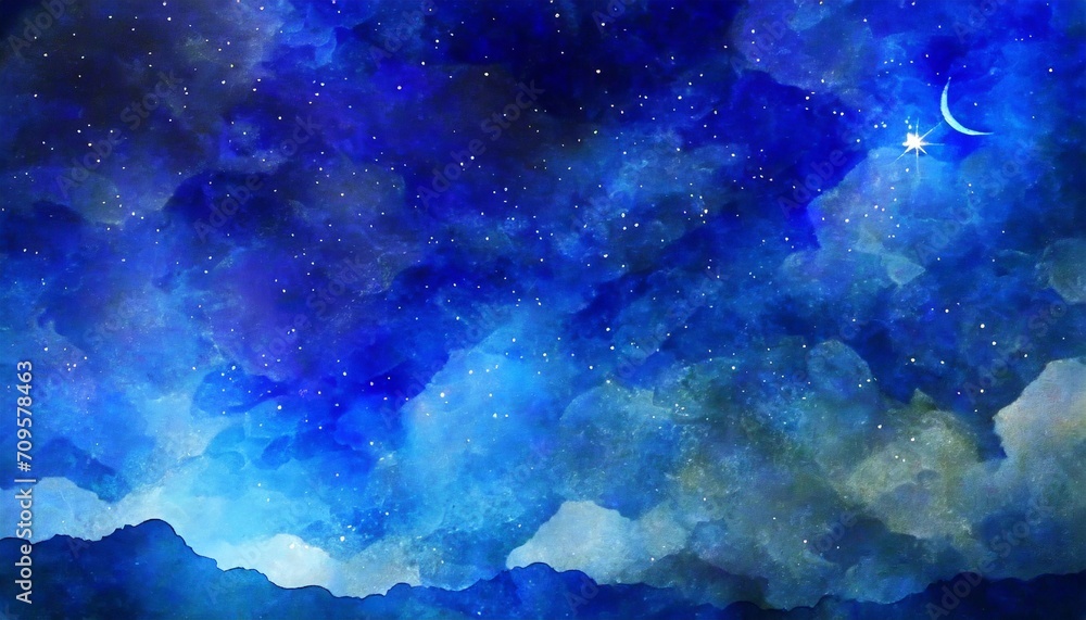 星空と雲 紺色 キラキラ イラスト 星空と雲 紺色 キラキラ イラスト