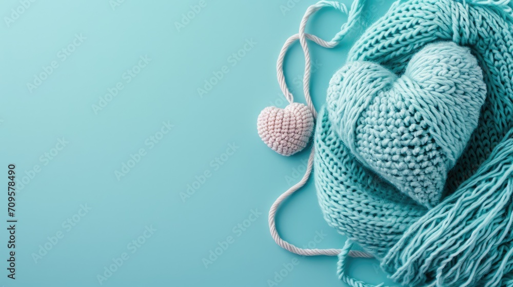 Fototapeta premium A Picture of a Crocheted Cute Heart, Ai Generated