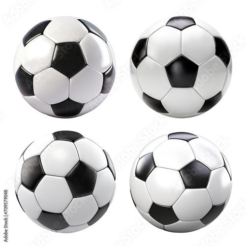 Set of soccer football balls cut out