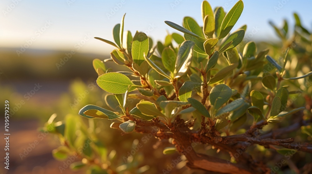 A patch of Creosote bush, with its aromatic leaves, thriving in the desert heat A patch of Creosote bush, with its aromatic leaves, thriving in the desert heat
