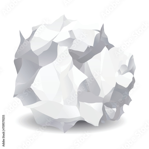 Crumpled paper ball icon. Realistic garbage, bad idea symbol, crushed piece of paper. Throw rumple grunge sheet. Mistake in document. Realistic wrinkled page