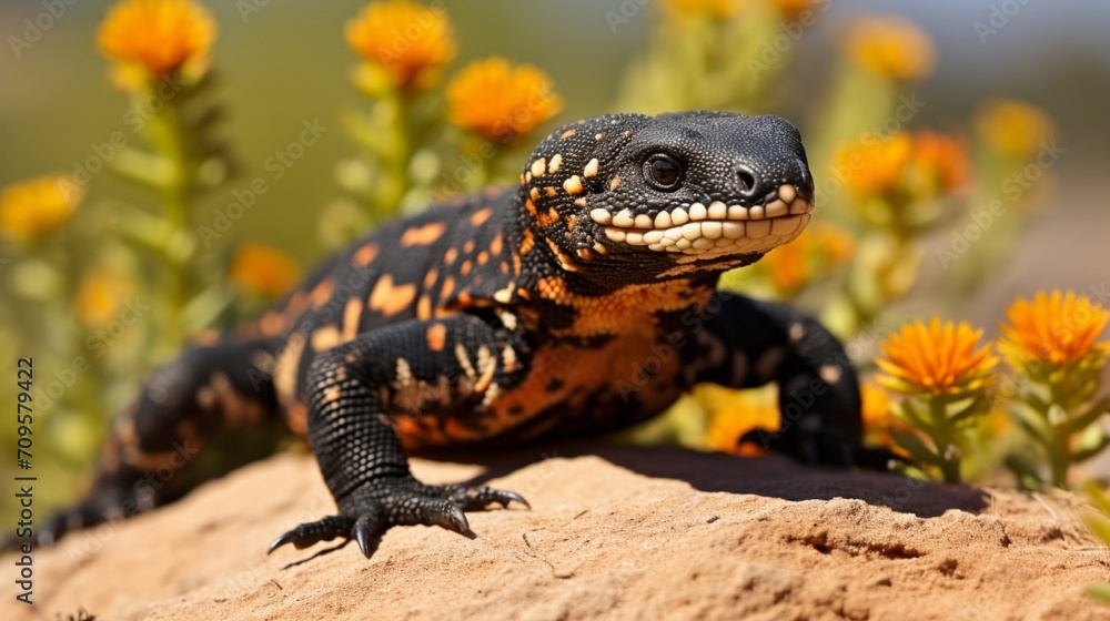 A Gila monster, one of the few venomous lizards, basking in the sun A Gila monster, one of the few venomous lizards, basking in the sun