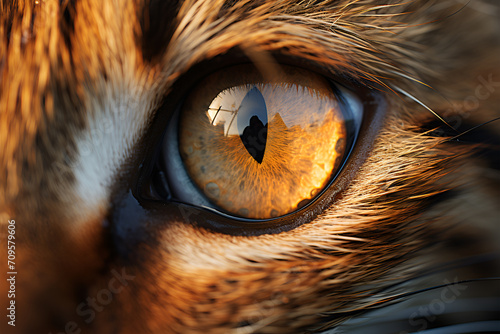 Close-up of a cat's muzzle. The concept of how cats are much calmer and more peaceful than dogs, because if you point a large lens at an unfamiliar dog, the dog can bite or injure photo
